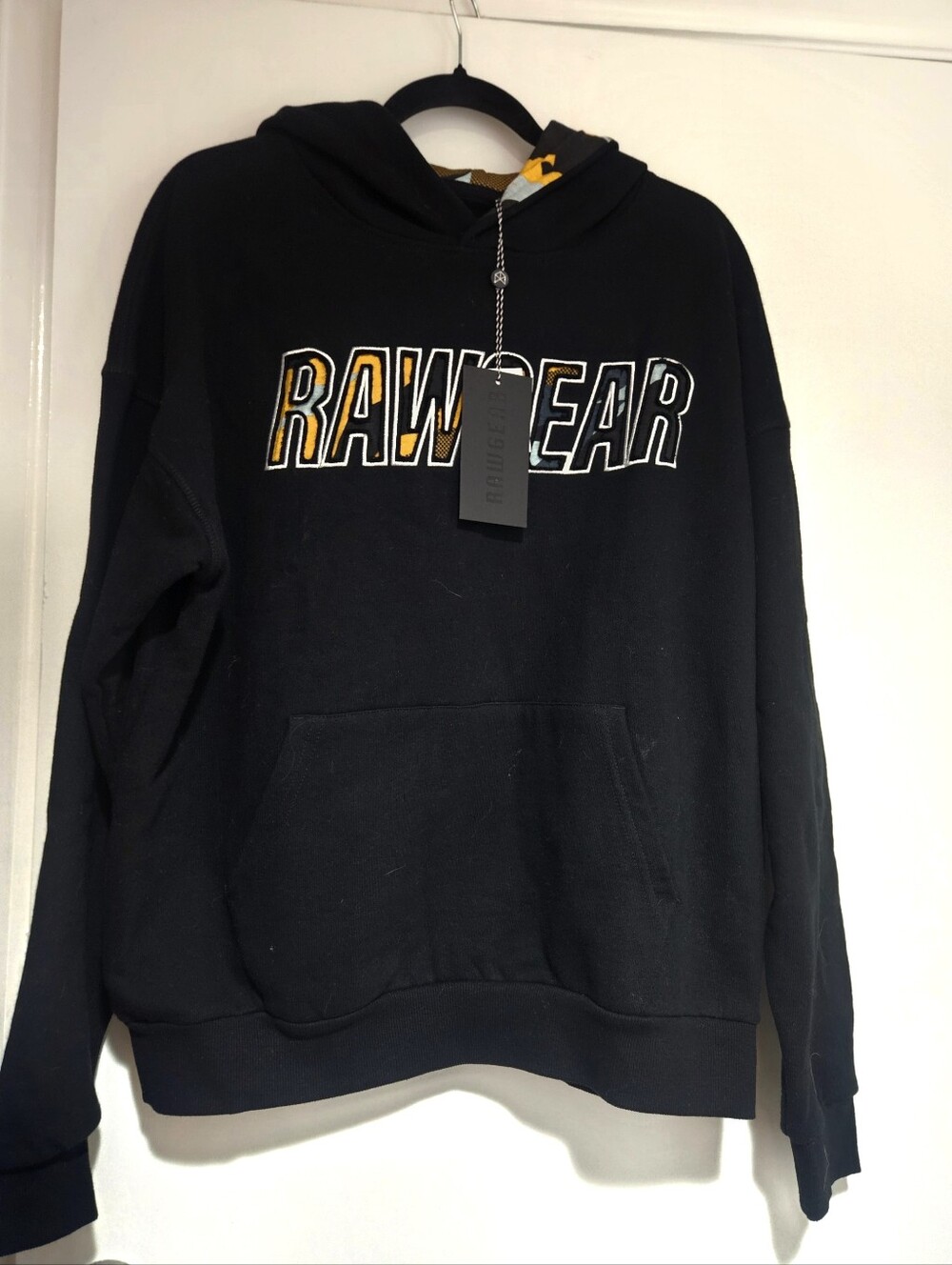 Rawwear Black Hoodie with Yellow Accents